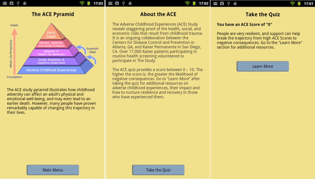 ACE app 3-screens